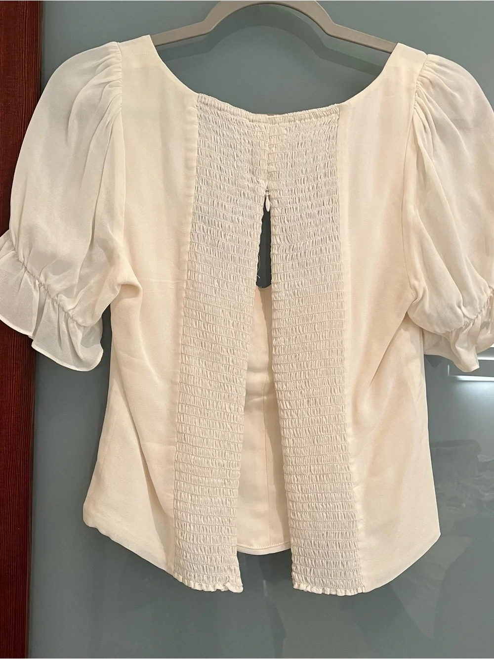 Reformation “Delevan” White Puff-Sleeve Tie-Front Blouse - Size 4
